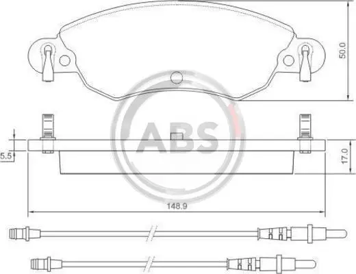 Гальмівні колодки пер. Citroen C5 1.8i 01-08 (BOSCH) (148.9x50x17) A.B.S. 37278 (фото 1)