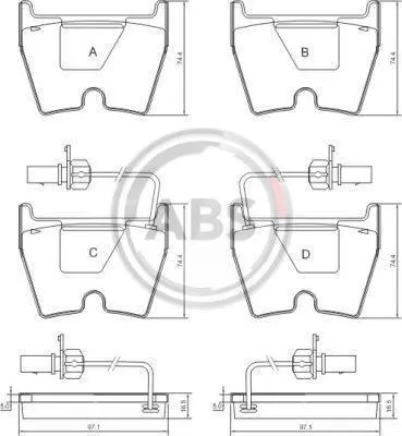 Гальмівні колодки пер. VW Phaeton 02-16 (BREMBO) A.B.S. 37367 (фото 1)