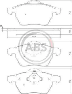 Комплект тормозних колодок, дисковий тормоз A.B.S. 37514