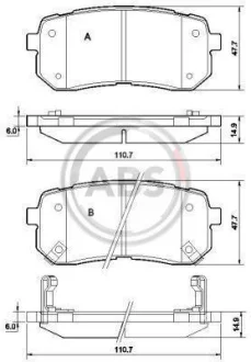 Гальмівні колодки зад. Hyundai H-1 08- (mando) A.B.S. 37619
