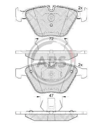 Гальмівні колодки пер. BMW 3 (E90)/X1 (E84) (ATE) 04-12 (155,1x68,5x20,3) A.B.S. 37667 (фото 1)