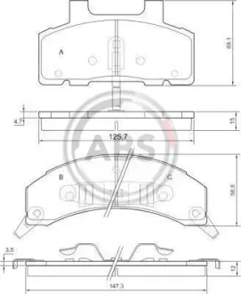 Комплект гальмівних колодок дискового гальма A.B.S. A.B.S. 38215