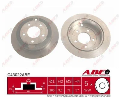 Диск гальмівний задн Лів/Прав MAZDA XEDOS 9 2.5 07.93-07.00 ABE C43022ABE