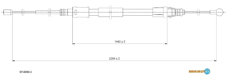 Трос стояночного гальма задн лів/прав (2268мм/1442мм) CITROEN C5 III 1.6-3.0D 02.08-05.17 AD07.0202.1 ADRIAUTO 0702021 (фото 1)