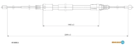 Трос стояночного гальма задн лів/прав (2268мм/1442мм) CITROEN C5 III 1.6-3.0D 02.08-05.17 AD07.0202.1 ADRIAUTO 0702021