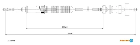 Трос зчеплення (855мм/540мм) CITROEN EVASION, JUMPY I FIAT SCUDO, ULYSSE LANCIA ZETA PEUGEOT 806, EXPERT 1.9D/2.0 06.94-12.06 AD11.0138.1 ADRIAUTO 1101381