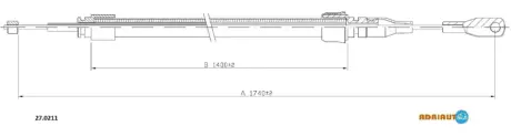 Трос гальмівний MERCEDES 200D-220D-230-240D/TDCentr. 76-/250T-280-300D/TDCentr. 76- ="" ADRIAUTO 270211