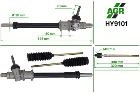 Рульова рейка без ПК, нова, HYUNDAI H100 93-00 AGR HY9101