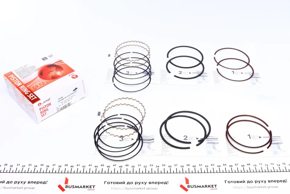 Кільця поршневі Daewoo Nexia 1.6 16V 86-05 (79.00mm/STD) (1.2x1.5x3,0) (к-кт 4 циліндри))) AMP PR-DAE-49-3538-000-SET (фото 1)