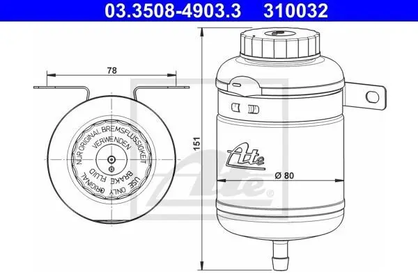 Бачок для гальмівної рідини 03.3508-4903.3 ATE 03350849033 (фото 1)