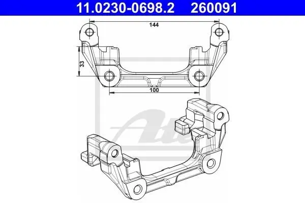 Скоба, супорт гальма задн лів/прав VOLVO C30, C70 II, S40 II, V40, V50 FORD C-MAX, FOCUS C-MAX, FOCUS II, TOURNEO CONNECT V408 NADWOZIE WIELKO, TRANSIT CONNECT 1.0-Electric 10.03- 11.0230-0698.2 ATE 11023006982 (фото 1)