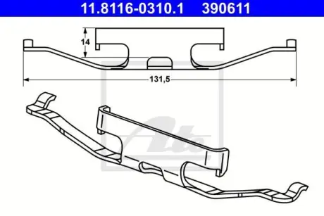 Планка супорта (заднього) прижимна (к-кт) VW T5 03-09 ATE 11.8116-0310.1