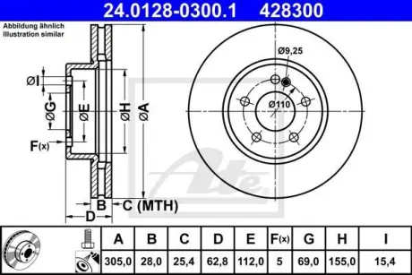 Гальмівний диск 24.0128-0330.1 ATE 24012803001
