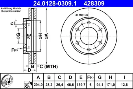 Гальмівний диск 24.0128-0309.1 ATE 24012803091