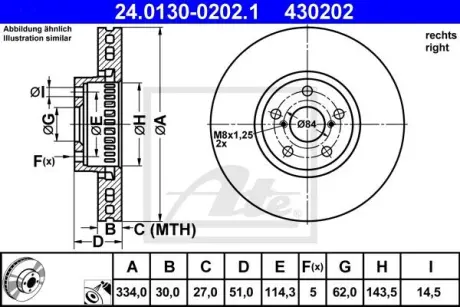 Гальмівний диск 24.0130-0202.1 ATE 24013002021