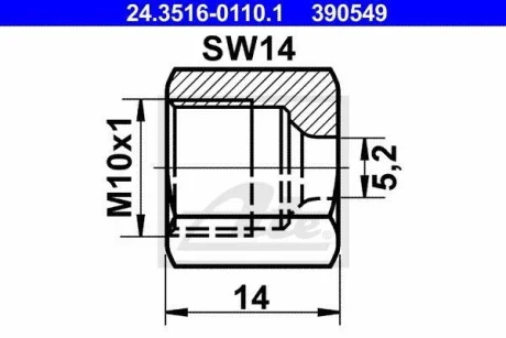 З\'єднувач трубки гальмівний (M10x1/14x14/d=5.2) ATE 24.3516-0110.1