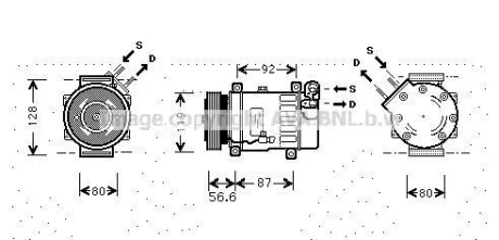 Компресор кондиціонера Citroen Berlingo (96-)/Peugeot Partner (96-) 1.6HDi/Fiat Fiorino (07-), Doblo (09-) 1.3MultiJet, 1.4i AVA AVA COOLING CNAK238