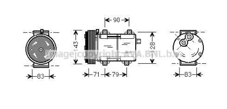 Компрессор кондиционера Ford Fiesta (01-), Transit (00-) AVA AVA COOLING FDAK279