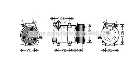 Компресор кондиціонера FORD Transit VII 2.4 TDCi 04/06- (AVA) AVA COOLING FDAK418
