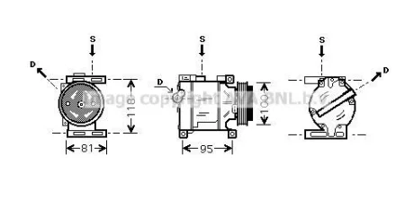 Компресор кондиціонера Fiat 500 (08-), Doblo (01-), Punto (00-) AVA AVA COOLING FTAK090