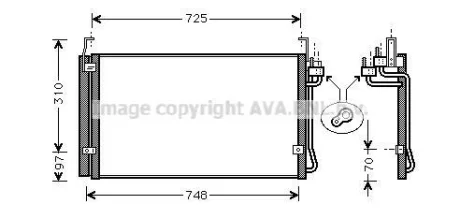 Радиатор кондиционера Hyundai Terracan (01-), Trajet (99-) AVA AVA COOLING HY5071D