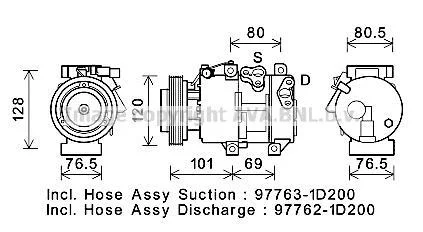 Компресор кондиціонера KIA Carens III (06-) 2.0CVVT AVA AVA COOLING KAK275