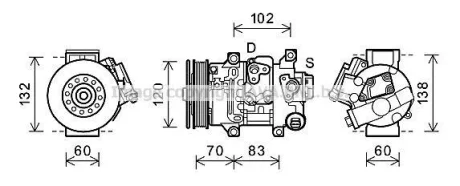 Компрессор кондиционера Toyota Auris (09-), Avensis (09-), Corolla (07-) (TOAK62 AVA COOLING TOAK627