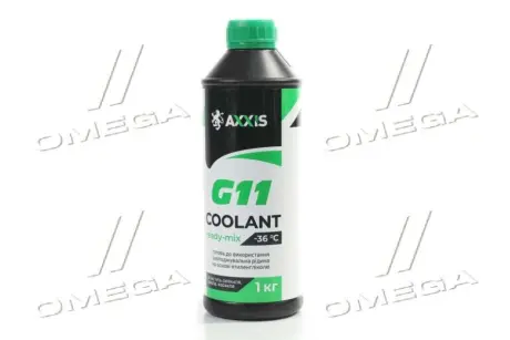 Антифриз GREEN G11 Сoolant Ready-Mix -36°C<AXXIS> (зелений) (Каністра 1кг) Axxis AX-P999-G11Gr RDM1