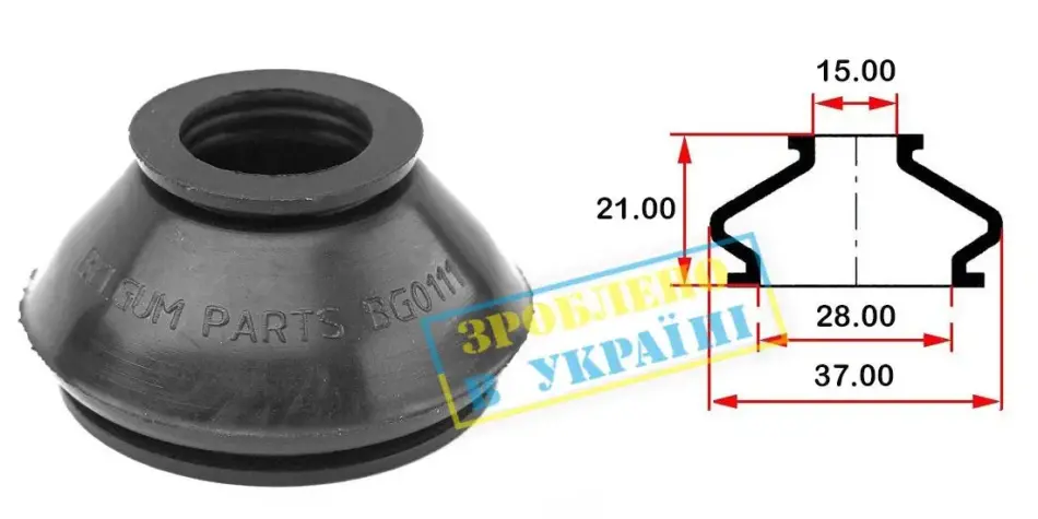 Пыльник опоры шарового рулевого наконечника (универсальный) (28х15x21) BELGUM PARTS BG0111 (фото 1)