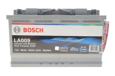 Аккумуляторная батарея 80Ah/800A (315x175x190/+R/B13) (Dual Purpose AGM) Водный транспорт/Кемпинг BOSCH 0 092 LA0 090