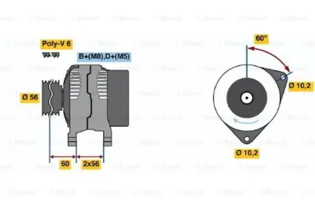 A_Генерато 14V 120A OPEL/SAAB Calibra/Omega/Vectra/900/9000 \'\'2,0-3,2 \'\'92-03 ="" BOSCH 0986039250