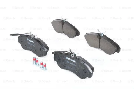 Комплект гальмівних колодок передн, CITROEN JUMPER I FIAT DUCATO PEUGEOT BOXER 1.9D-2.8D 02.94-09.09 0 986 424 031 BOSCH 0986424031
