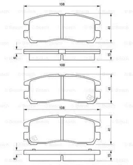 Комплект гальмівних колодок задн, BUICK CENTURY, PARK AVENUE, REGAL, RENDEZVOUZ CADILLAC ALLANTE, ELDORADO, SEVILLE II CHEVROLET ALERO, IMPALA, LUMINA OPEL SINTRA 2.2-5.7D 04.78-09.06 0 986 424 467 BOSCH 0986424467