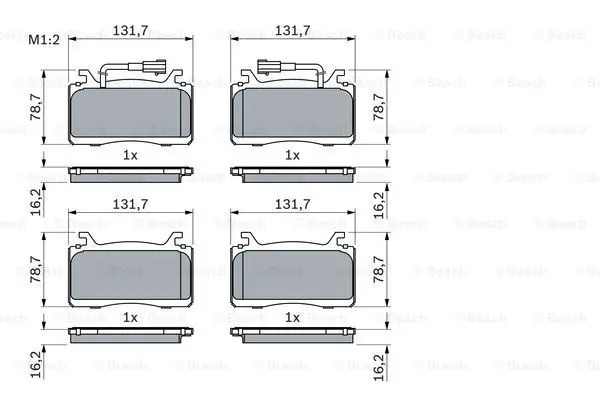 Комплект гальмівних колодок передн, ALFA ROMEO GIULIA, STELVIO 2.0/2.2D/2.9 10.15- 0 986 424 851 BOSCH 0986424851 (фото 1)