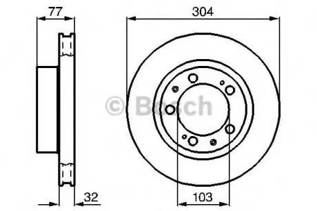 Гальмівний диск AUDI/PORSCHE 80/928/944 \'\'FL - знято з вир-ва ="" BOSCH 0986478408