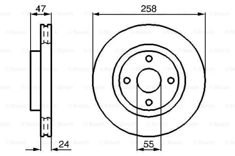 Диск гальмівний передн Лів/Прав MAZDA 323 F VI, 323 S VI 1.6-2.0D 09.98-05.04 0 986 478 989 BOSCH 0986478989