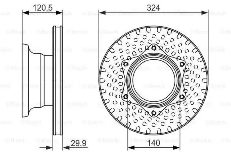 Диск гальмівний (задній) MB Vario (324х30) 96- 17.5" (вентильований) BOSCH 0 986 479 600