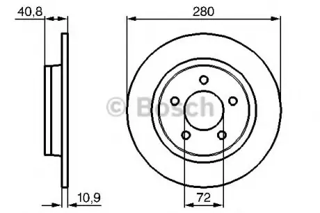 Диск гальмівний задн Лів/Прав MAZDA 3, 5 1.6D-2.3 10.03- 0 986 479 C79 BOSCH 0986479C79