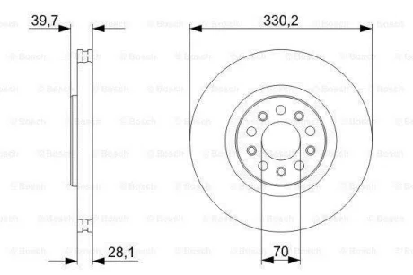 Диск гальмівний передн Лів/Прав ALFA ROMEO 159, BRERA, GIULIETTA, SPIDER CHRYSLER 200 JEEP CHEROKEE 1.4-3.2 09.05- 0 986 479 C82 BOSCH 0986479C82