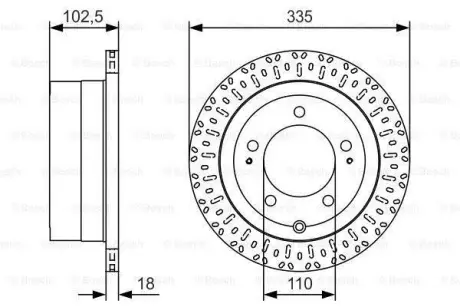 Диск гальмівний TOYOTA Land Cruiser J6/J7/J10 \'\'R \'\'98-07 PR2 ="" BOSCH 0986479U32