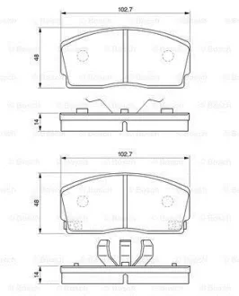Комплект гальмівних колодок передн, DAIHATSU APPLAUSE I, APPLAUSE II, CHARADE III 1.0-1.6 03.87-05.00 0 986 493 390 BOSCH 0986493390