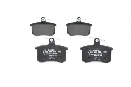 Колодки гальмівні (задні) Audi 80/90 82-96/A4 95-01/A6 94-97/A8 94-02/Fiat Croma 85-96 BOSCH 0 986 494 059