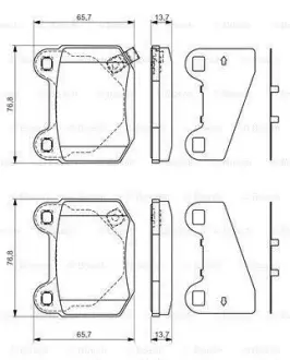 A_Колодки гальмівні MITSUBISHI/NISSAN/SUBARU Lancer Evo/350/Impreza "R "98-07 - заміна на 0986494865 ="" BOSCH 0986494229