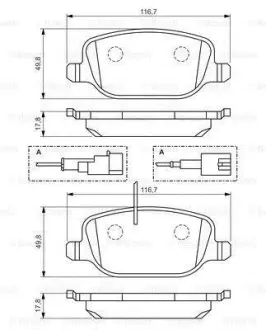 A_Колодки гальмівні ALFA ROMEO Giulietta "R "10>> ="" BOSCH 0986494466