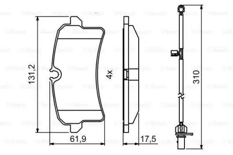 A_Колодки гальмівні дискові AUDI/ PORSCHE A8/S8/Macan \'\'R ="" BOSCH 0986494841