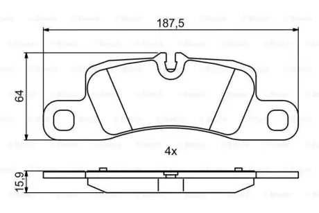 Колодки гальмівні дискові PORSCHE - знято з вир-ва ="" BOSCH 0986494869