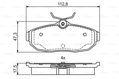 A_Колодки гальмівні дискові FORD Mustang "R \'\'04-10 - знято з вир-ва ="" BOSCH 0986495401