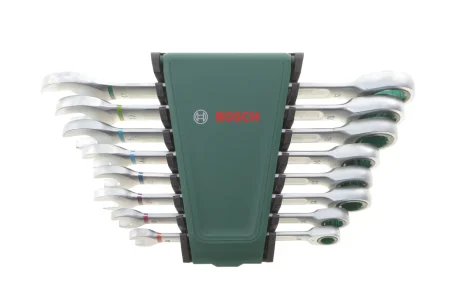 Набір ключів ріжково-накидних з тріскачкою 9-19 мм 8 од. BOSCH 1 600 A02 7PS