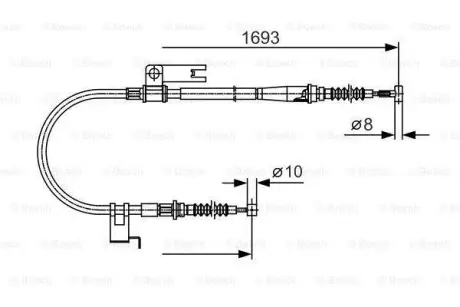 Трос ручника (задній) (L) Mazda 323 VI/626 V 97-04 (1693/1480mm) BOSCH 1 987 477 917