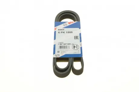 Ремінь генератора поліклиновий VW T5/Amarok 2.0TDI 09-/Ford Focus/Kuga/Galaxy 98-/Opel Astra J/Insignia A 1.6 08- (6PK1555) BOSCH 1 987 947 949